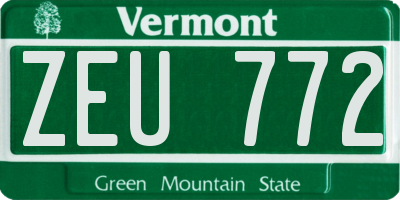 VT license plate ZEU772