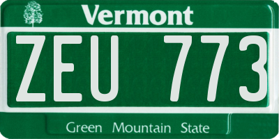VT license plate ZEU773