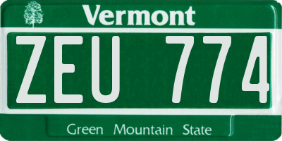 VT license plate ZEU774