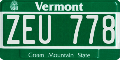 VT license plate ZEU778