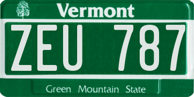 VT license plate ZEU787