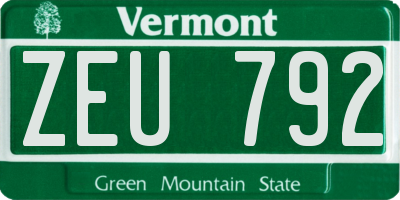 VT license plate ZEU792