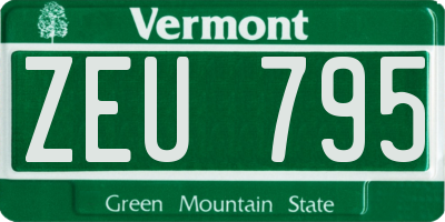 VT license plate ZEU795