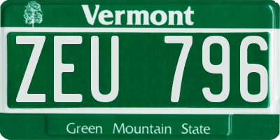 VT license plate ZEU796