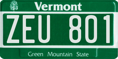 VT license plate ZEU801