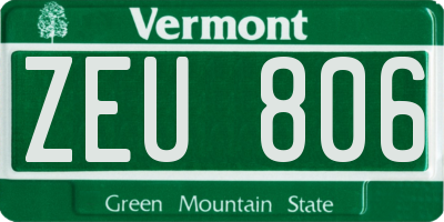 VT license plate ZEU806