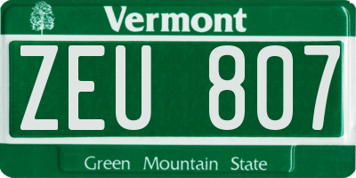VT license plate ZEU807