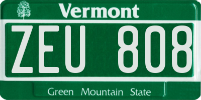 VT license plate ZEU808