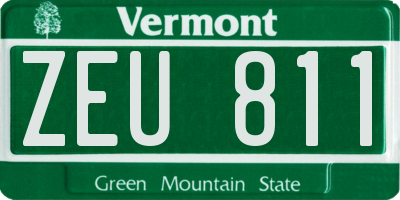 VT license plate ZEU811
