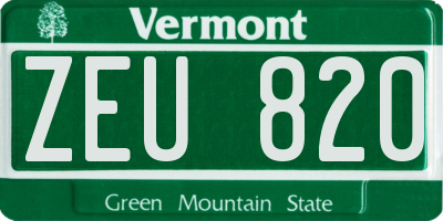 VT license plate ZEU820