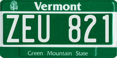 VT license plate ZEU821