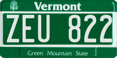 VT license plate ZEU822