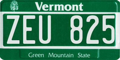 VT license plate ZEU825