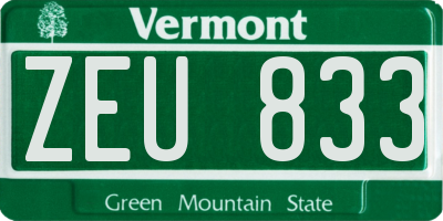 VT license plate ZEU833