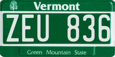 VT license plate ZEU836
