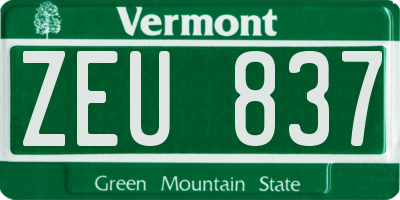 VT license plate ZEU837