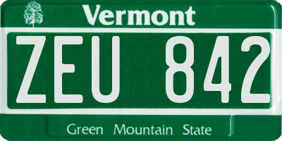 VT license plate ZEU842