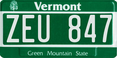 VT license plate ZEU847
