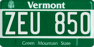 VT license plate ZEU850