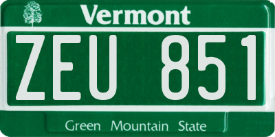 VT license plate ZEU851
