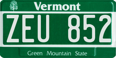 VT license plate ZEU852