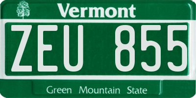 VT license plate ZEU855