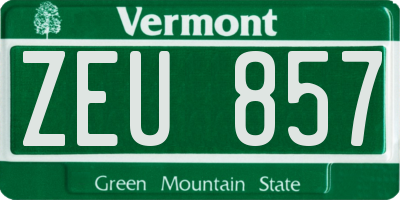 VT license plate ZEU857
