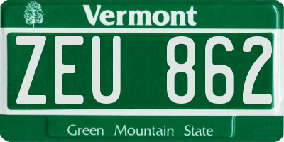 VT license plate ZEU862