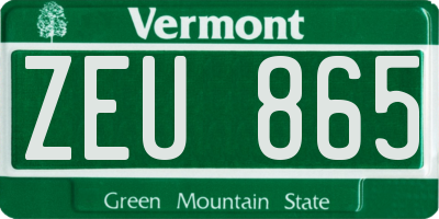 VT license plate ZEU865