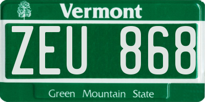 VT license plate ZEU868