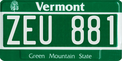 VT license plate ZEU881