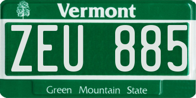 VT license plate ZEU885