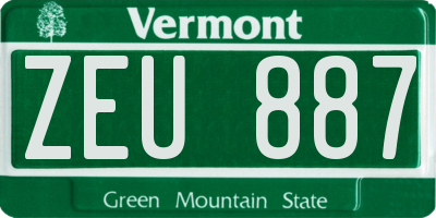 VT license plate ZEU887