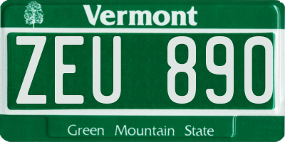 VT license plate ZEU890
