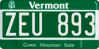 VT license plate ZEU893