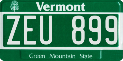 VT license plate ZEU899