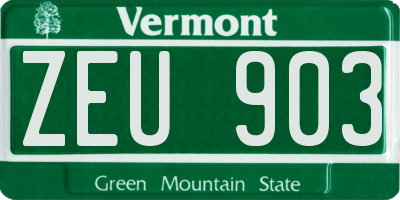 VT license plate ZEU903