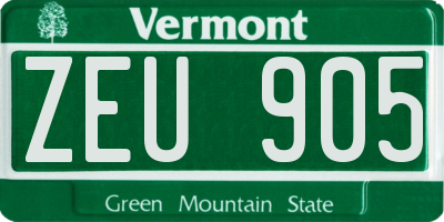 VT license plate ZEU905