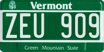 VT license plate ZEU909