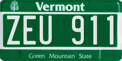 VT license plate ZEU911