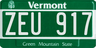 VT license plate ZEU917