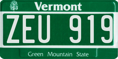 VT license plate ZEU919