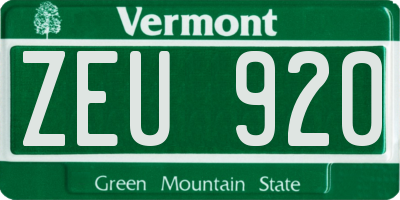 VT license plate ZEU920