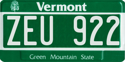 VT license plate ZEU922