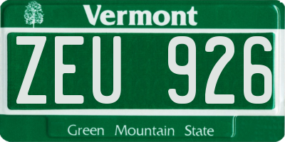 VT license plate ZEU926