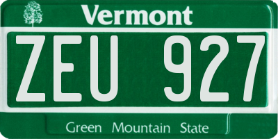 VT license plate ZEU927