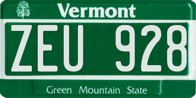 VT license plate ZEU928