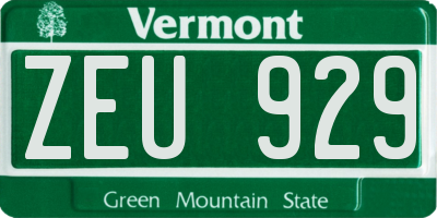 VT license plate ZEU929