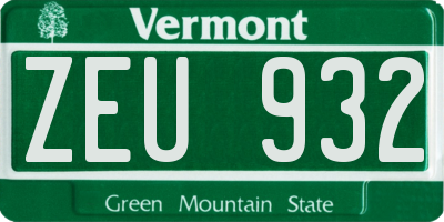 VT license plate ZEU932