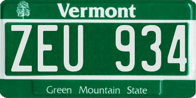 VT license plate ZEU934
